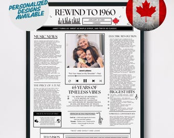 65th Birthday Newspaper Poster: 1960 Canada Highlights (Digital Download)