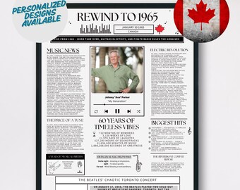 Personalized 60th Birthday Music Poster: Canada Milestone Print (Digital Download)