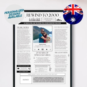 Geschenk zum 25. Jahrestag für Ehemann oder Ehefrau | Druckbare Jubiläum Party Dekor | Paar Geschenk | 2000 Plakat | AUSTRALIEN | Digitaler Download