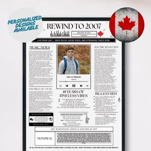 Poster musicale per il 18° compleanno / Stampa personalizzata per traguardo / Momenti salienti del bambino / Versione canadese / Decorazione per feste con download digitale stampabile