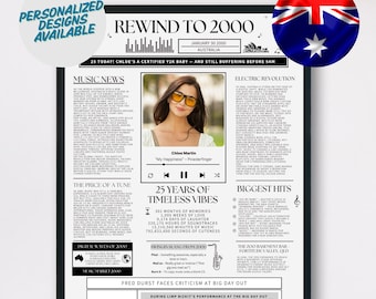 25th Birthday Music Poster: Australia 2000 Gift (Digital Download)