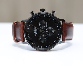 Reloj de cuero personalizado para hombre: reloj minimalista grabado