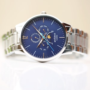 Gepersonaliseerd horloge voor heren | Gegraveerd herenhorloge | Aangepaste naamhorloge | Cadeauhorloges voor bruidsjonkers | Luxe gepersonaliseerd horloge | Echtgenoot cadeau