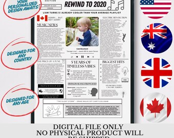Personalized 5th Birthday Music Poster 2020 Canada (Digital Download)
