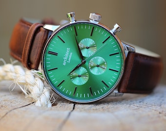 Reloj grabado personalizado / Architect London, correa de cuero