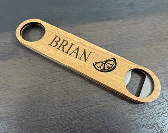 Abridor de botellas de madera grabado, regalo personalizado para él, detalle para fiestas