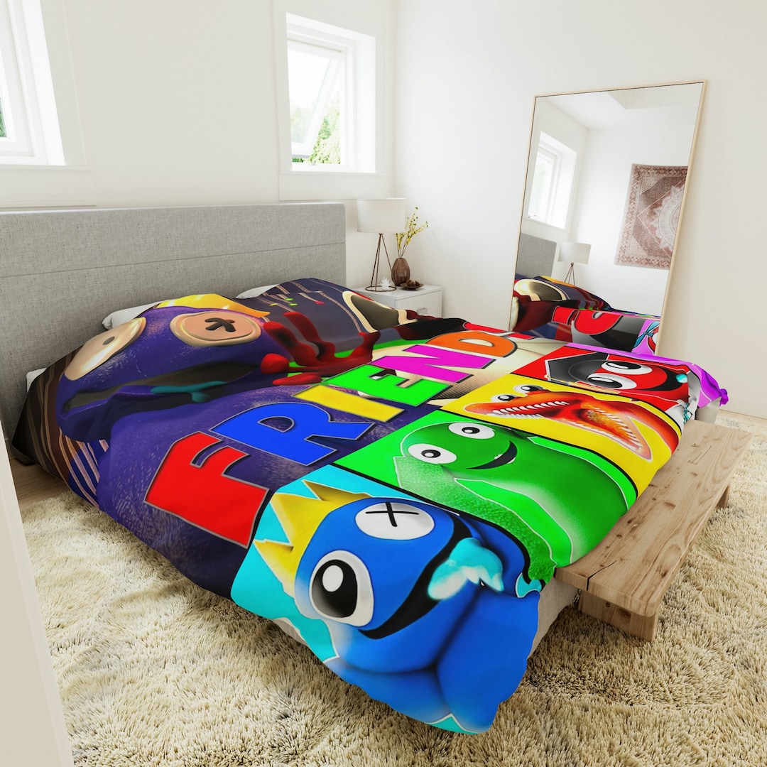 Rainbow Friends Duvet Cover in King, Queen, Twin Standard Sizes, Kids
