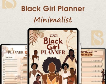 Black Girl Planner Undated Digital Good Notes Planner 2024 Glow Up Planner Daily Weekly Monthly iPad Planner Self Care Boss Babe Planner