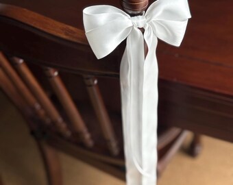 Lazos de satén hechos a mano con colas extendidas / Lazos preatados para sillas de pasillo nupcial / Medianos y grandes / Largo personalizable