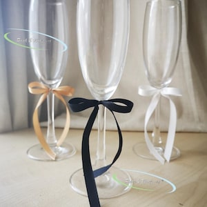 small Satin Ribbon Bows pre-tied embellishment black wedding DIY champagne tower flute glass party decoration ready-made hand tied 18 colors