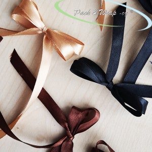 small Satin Ribbon Double Bows pre-tied embellishments gift wedding party cake decorations DIY craft supply readymade hand tied with tails