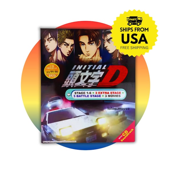 Initial D Complete Stage 1-6 +3 Movie +3 Extra Stage +3 Battle +CD OST Anime DVD English Subtitle & All Region Box Set