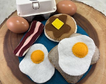 Cibo finto - Cibo in feltro per la colazione - pancetta, uova, pancake, toast