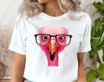 Pink Flamingo Sublimation PNG - lustige und süße Geek Nerd Flamingo sofortige digitale Downloads