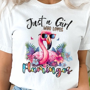 Flamingo PNG sublimation printable - just a girl who loves flamingos graphic theme sublimation designs downloads for shirts