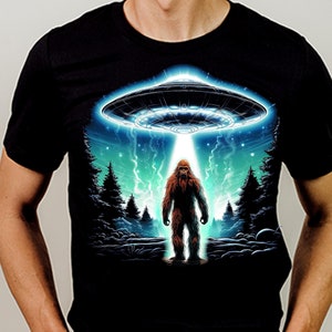 Bigfoot png Sublimation printable - sasquatch beamed by alien spaceship sublimation designs downloads for shirts