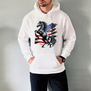 Patriotic horse PNG sublimation design with distressed USA flag art for shirts, mugs, instant download
