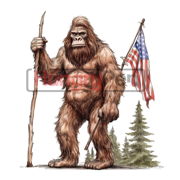 Sasquatch Holding Flag Png - Etsy