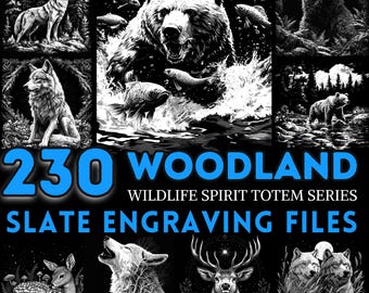 Pliki do grawerowania łupków Woodland Wildlife Spirit Totem Series | wzory podstawek w kształcie zwierząt | natychmiastowe pobranie | wykorzystanie komercyjne