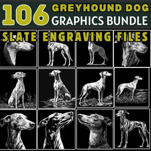 File di incisione in ardesia Greyhound Dog Graphic Bundle, file di incisione PNG pronti per il laser, CNC, Lightburn, download per uso commerciale