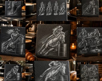 Barrel Racing Action Slate SVG PNG & JPEG Bundle for Engraved Slate Decor instant downloads
