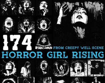 Slate engraving files horror girl rising from creepy well scene bundle coaster files | instant download | commercial use
