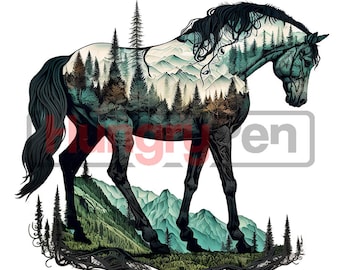 Artistic horse PNG sublimation design for shirts, mugs, and gifts for horse lovers - instant download