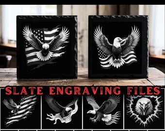 Slate engrave files Military Eagle Flag designs, laser engrave art, Glowforge ready instant downloads