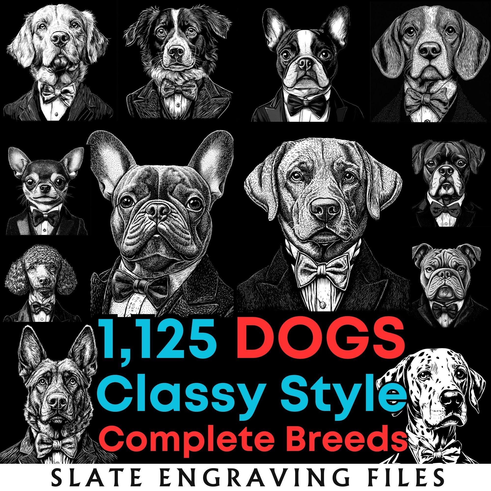 Slate Engrave Files Dogs Complete Breeds Classy Style, Laser Ready PNG ...
