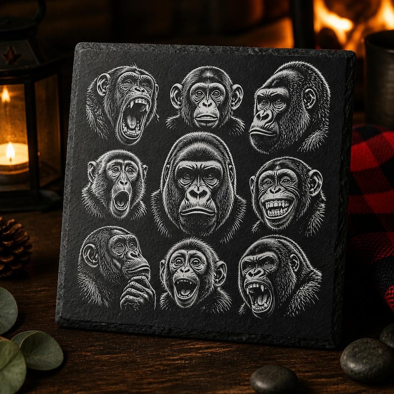 Laser Engrave Files Detailed Wildlife Animal Portraits Png & Jpeg Slate ...