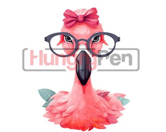Flamingo PNG Sublimationsdesign Niedliche Nerd Flamingo Printable Shirt Becher Grafik (Instant Downloads)