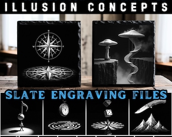 Slate engraving files Realistic 3D Shadow Illusion Concepts bundle coaster files for engraved art gifts and home decor instant download