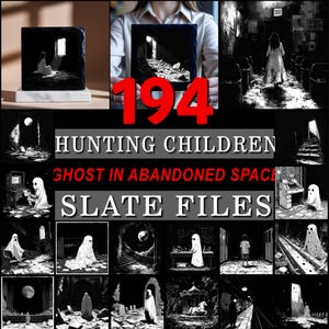 Archivos de grabado en pizarra que atormentan a niños, fantasmas en espacios abandonados, archivos de posavasos / descarga instantánea / diseños para uso comercial