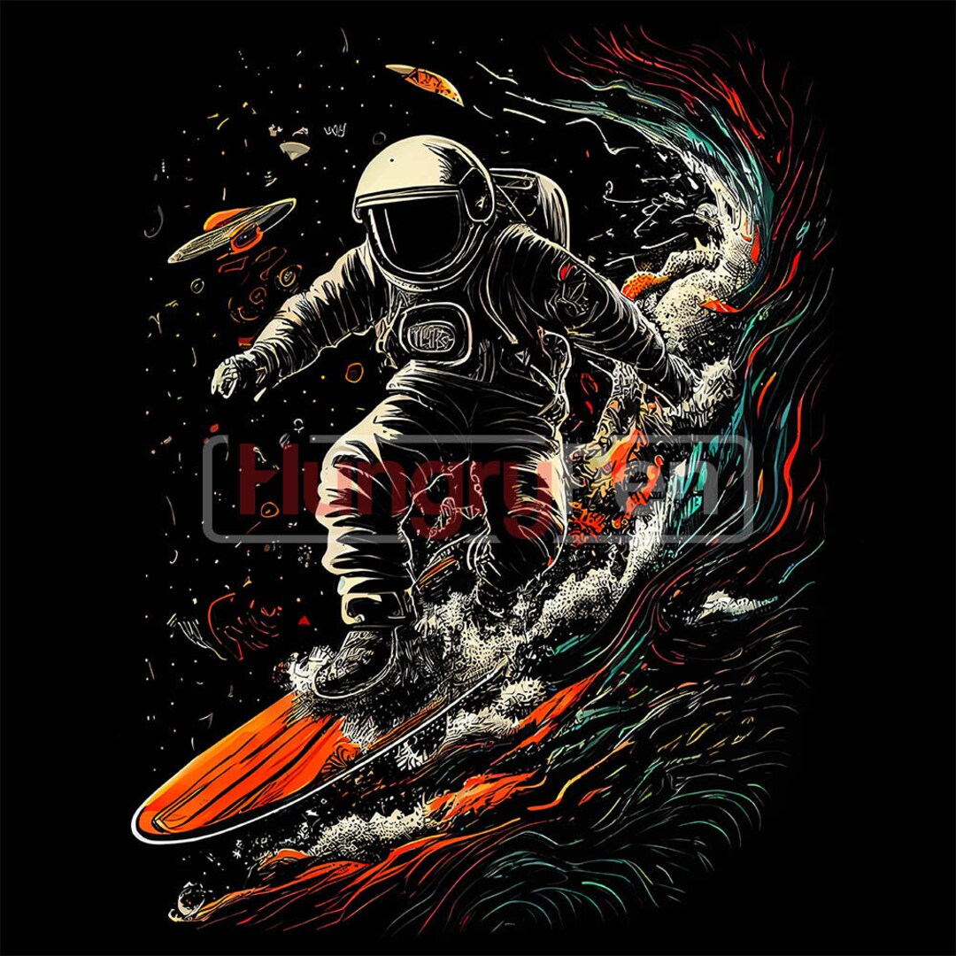 Surfing Astronaut PNG Sublimation Design Space Surfer Graphic Cosmic ...