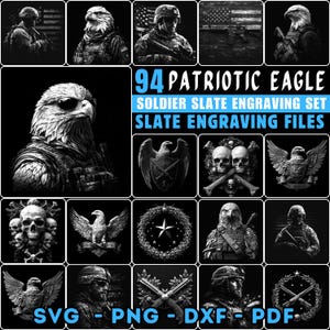Slate engraving files patriotic eagle and soldier slate engraving set bundle coaster files | instant download | Commercial use
