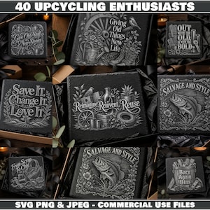Upcycling and Reuse Enthusiasts Slate SVG PNG & JPEG Bundle for Creative Slate Designs instant downloads