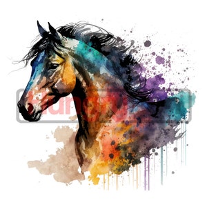 Horse PNG sublimation design - colorful watercolor graphic theme shirt, mugs sublimation and more instant digital downloads