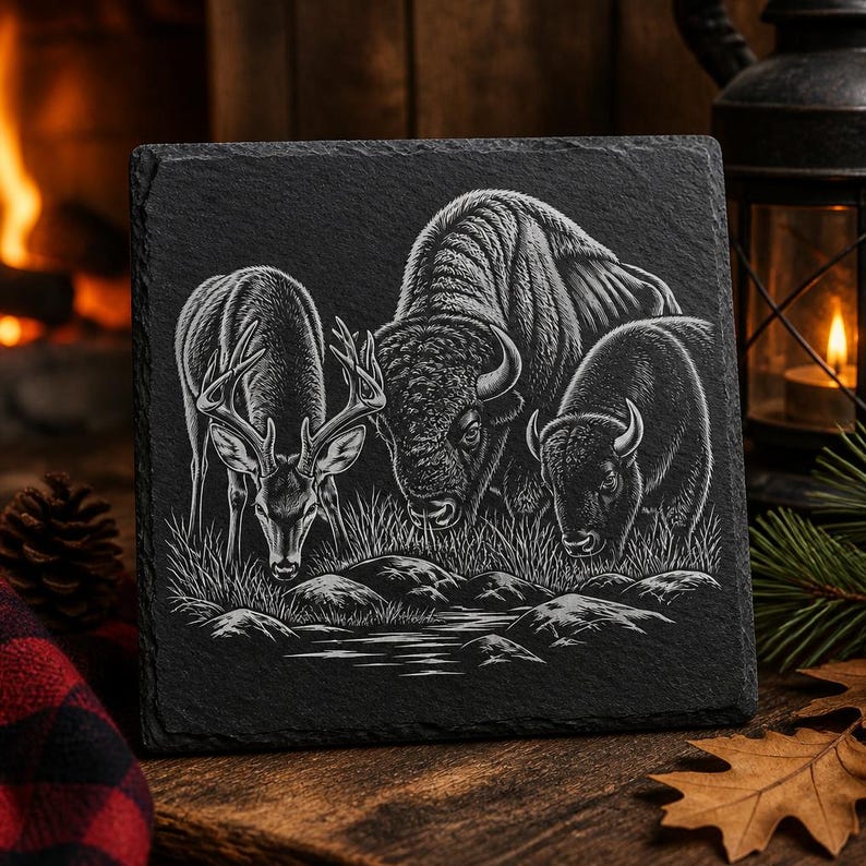 Laser Engrave Files Detailed Wildlife Animal Portraits Png & Jpeg Slate ...