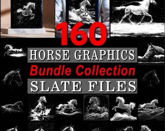 Slate engraving files horse graphics collection bundle coaster files | instant download | commercial use for western decor and gift ideas