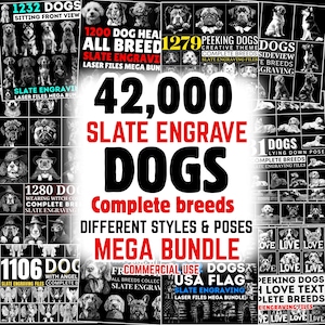 Schiefer Stichdateien | Hunde Mega Bundle Komplette Rassen | Lasergravur Dateien | Hund Haustier Liebhaber oder Welpe | Sofort-Downloads | kommerzielle Nutzung