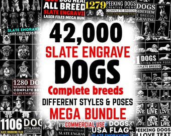 Slate engraving files | Dogs mega bundle Complete Breeds | Laser engrave files | dog pet lover or puppy | instant downloads | commercial use