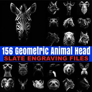 Schiefer gravierte Dateien geometrische Tierkopf Serie bündeln Untersetzer dateien | Sofortdownload | kommerzielle Nutzung Designs