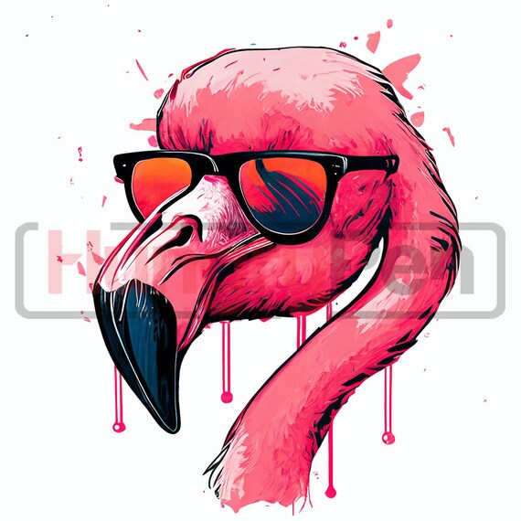 Pink Flamingo PNG Sublimation Design Tropical Beach Bird Art Cool Summer Shirt Wrap Instant Downloads