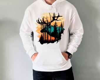 Vintage Elk PNG Sublimation Design Rustic Wildlife Nature Graphic for Forest Gift Instant Downloads