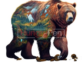 Grizzly bear PNG sublimation design for shirts, mugs, and more - instant download