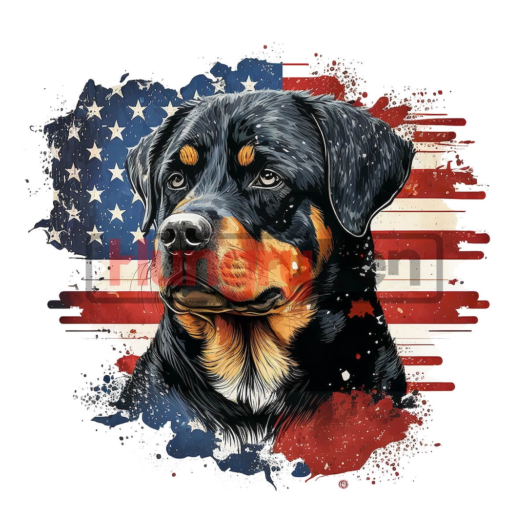 Rottweiler PNG Printable Sublimation Design or Clipart - Vintage Usa ...