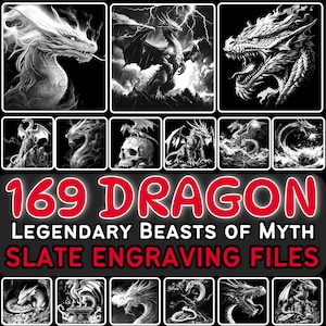 Schiefer gravierte Dateien Dragon Legendary Beasts of Myth Graphic Bundle | Untersetzer Dateien | Sofortdownload | Kommerzielle Nutzung