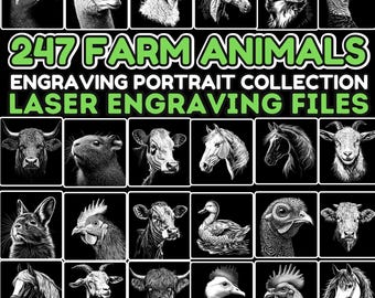 Slate Engrave files  Farm Animals - Engraving Portrait, Laser Ready PNG engraving Files , CNC, Lightburn, Commercial Use Downloads