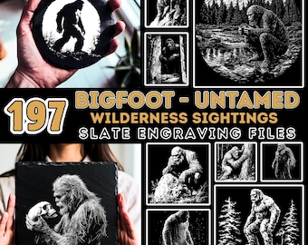 Slate engraving files Bigfoot untamed wilderness sightings graphic bundle | bundle coaster files | instant download | commercial use