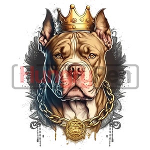 PNG sublimation design for American bully or Pitbull dog theme - king art instant digital downloads